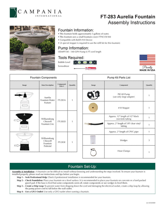 Campania International Aurelia Fountain (3 pc)