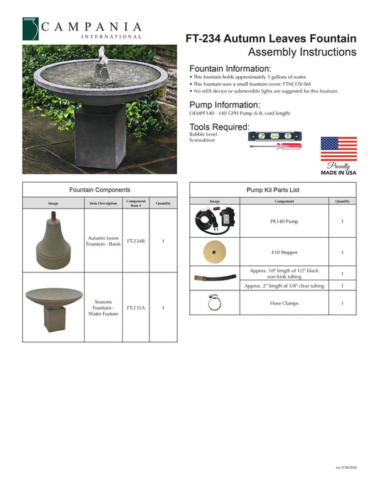 Campania International Autumn Leaves Outdoor Water Fountain