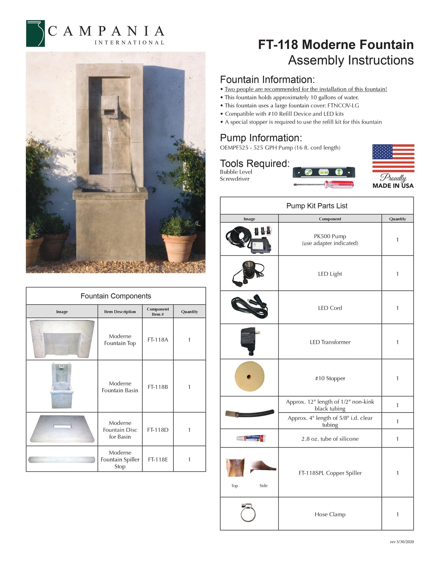 Campania International Moderne Wall Outdoor Fountain