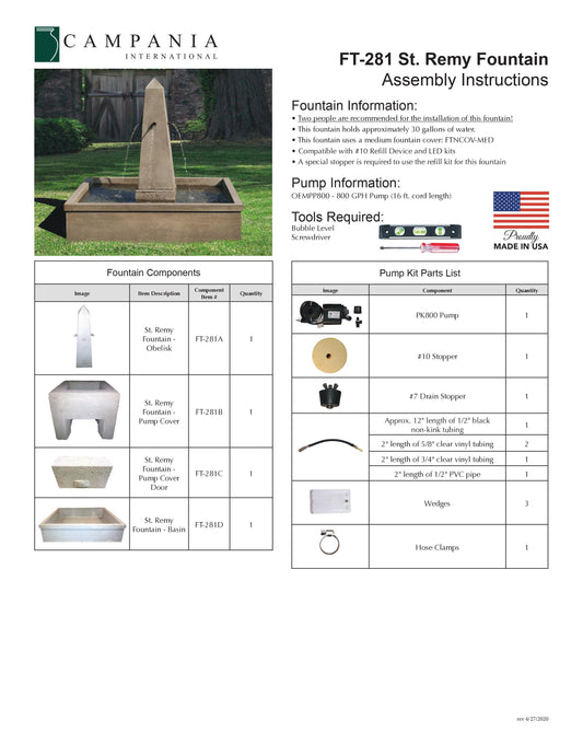 Campania International St. Remy Outdoor Water Fountain