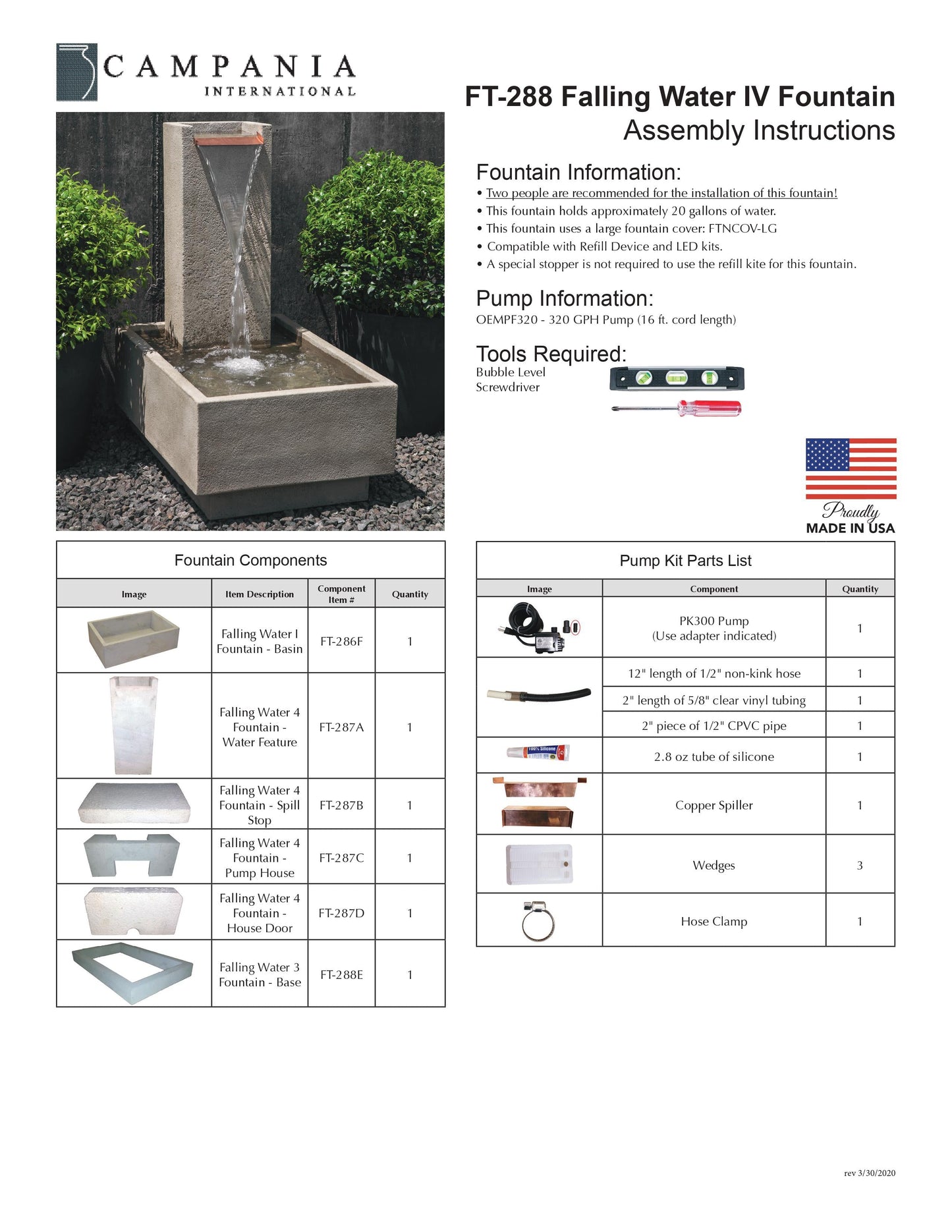 Campania International Falling Water 4 Fountain