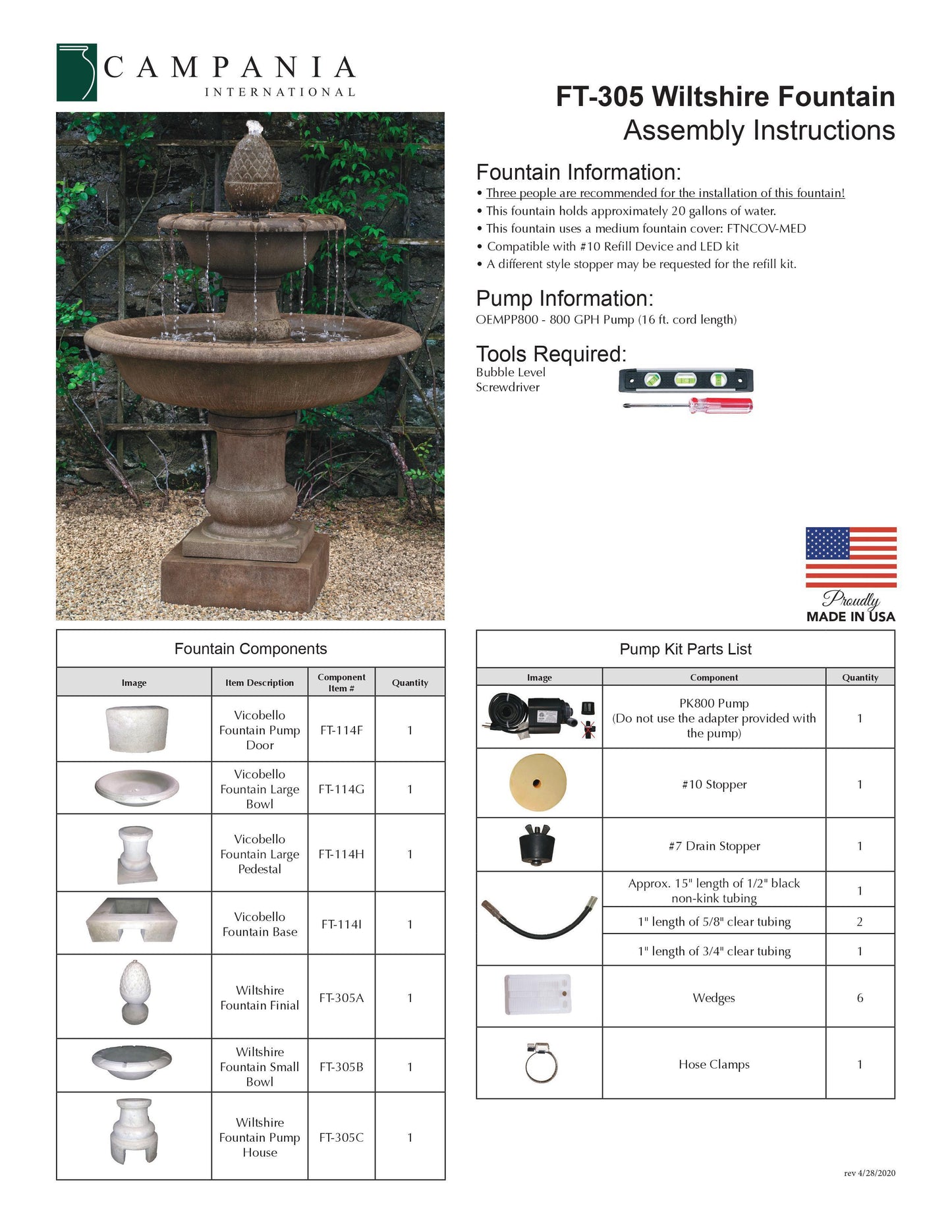 Campania International Wiltshire Tired Fountain