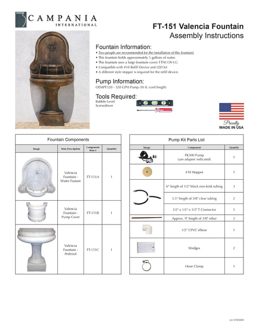 Campania International Valencia Wall Outdoor Fountain