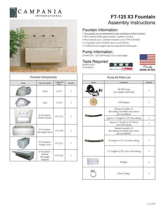 Campania International X3 Outdoor Wall Fountain
