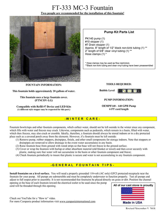 Campania International MC-3 Outdoor Wall Fountain - Corten Steel