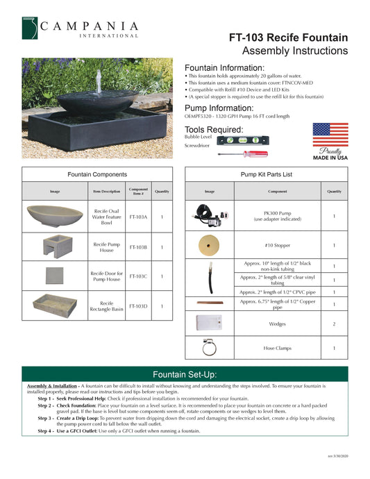 Campania International Recife Outdoor Water Fountain