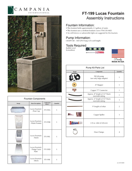 Campania International Lucas Outdoor Wall Fountain