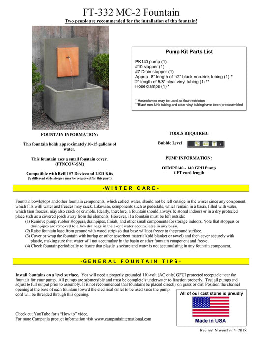 Campania International MC-2 Outdoor Wall Fountain - Corten Steel (CS)