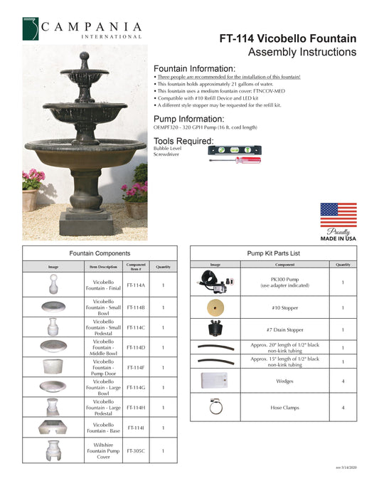 Campania International Vicobello Tiered Outdoor Water Fountain
