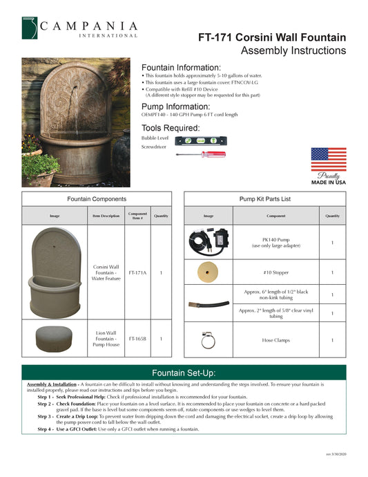 Campania International Corsini Wall Fountain