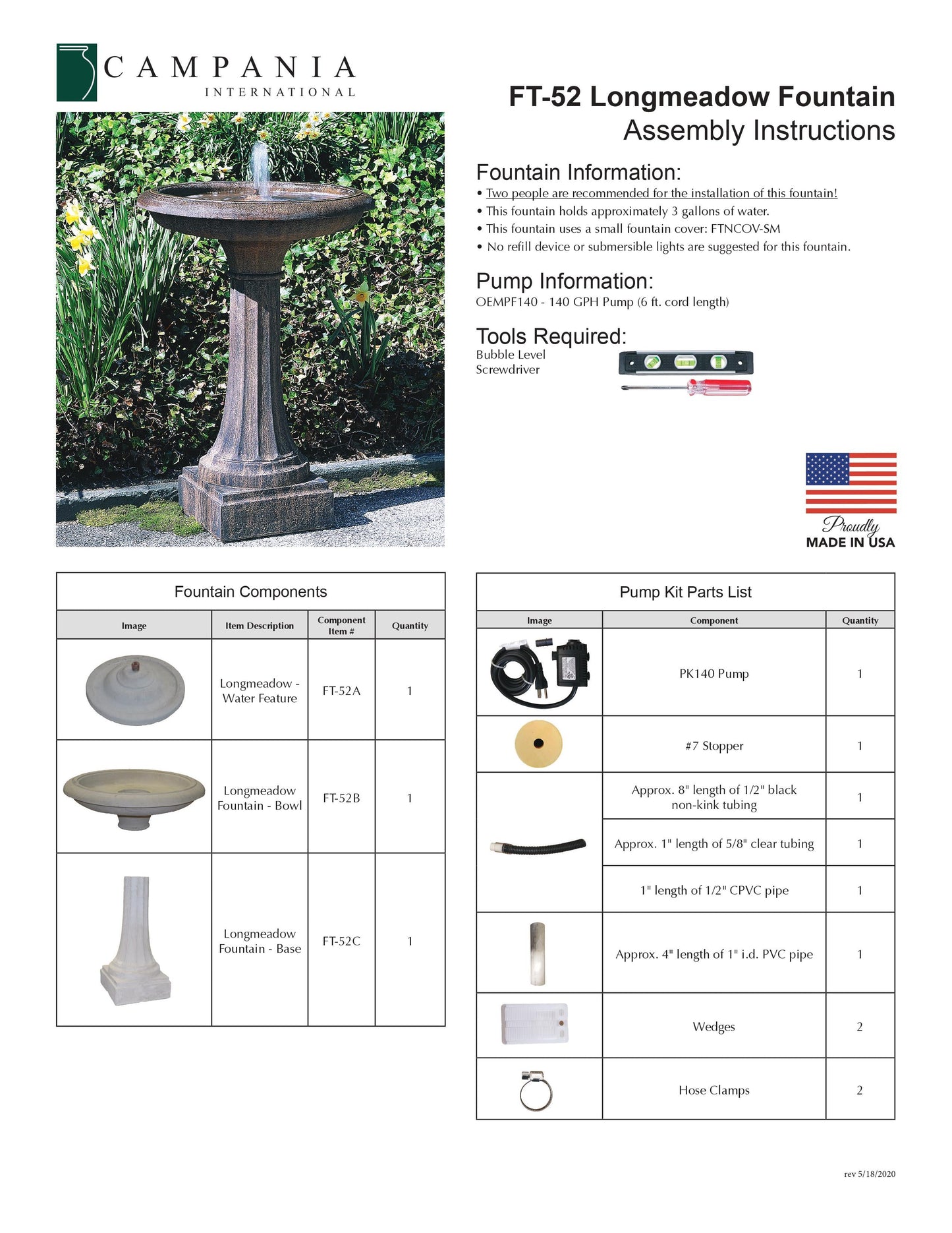 Campania International Longmeadow Outdoor Water Fountain
