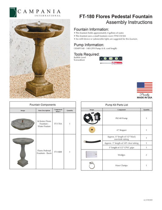 Campania International Flores Pedestal Fountain