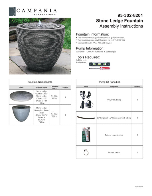 Campania International Stone Ledge Garden Fountain