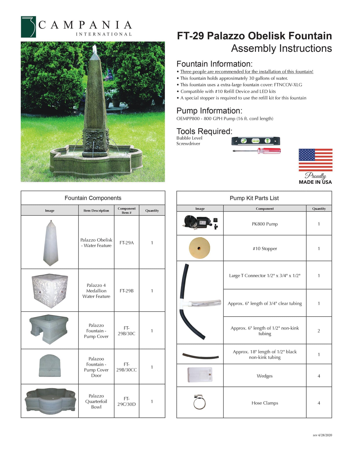 Palazzo Obelisk Outdoor Water Fountain Campania International