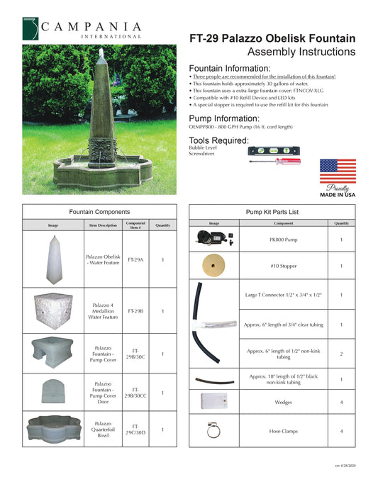 Campania International Palazzo Obelisk Outdoor Water Fountain
