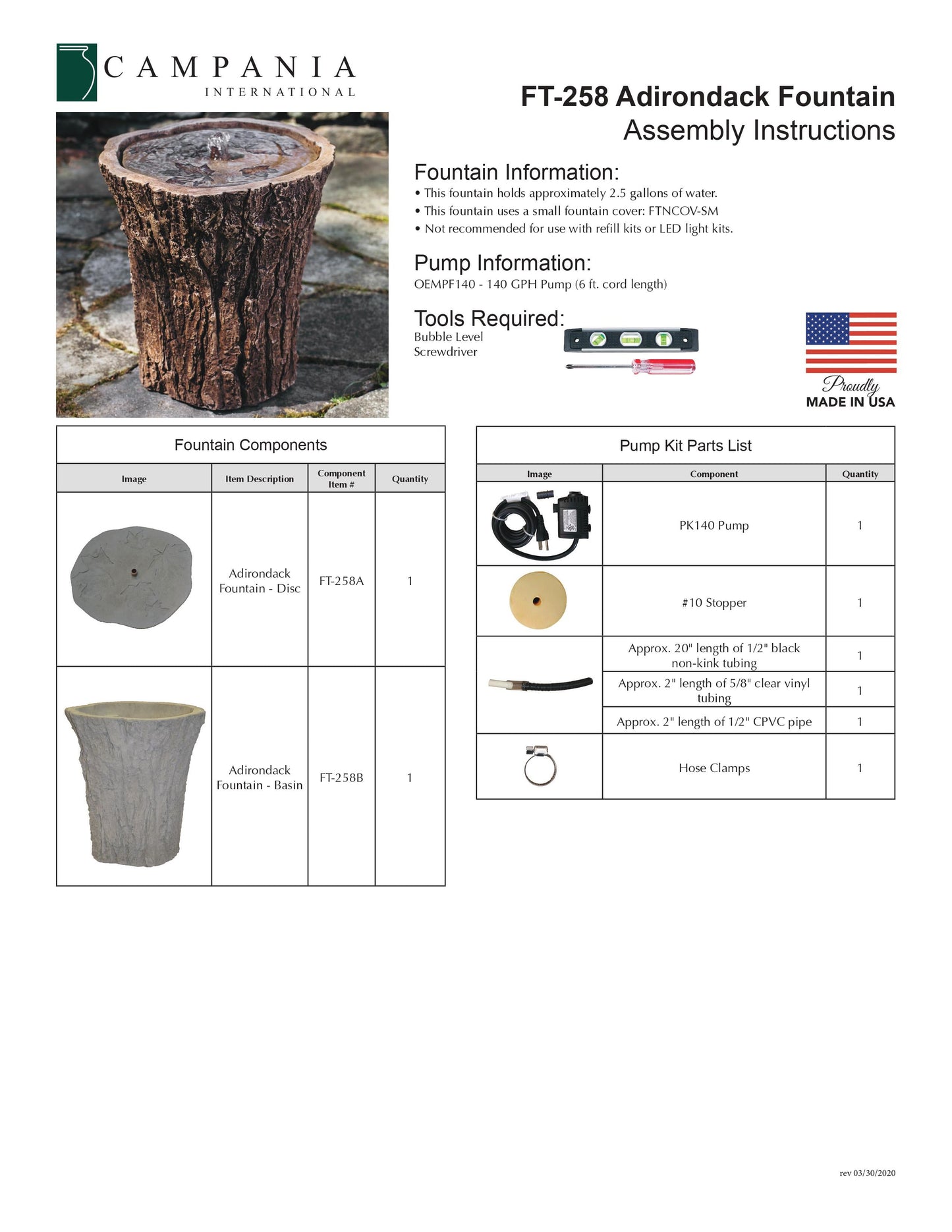 Campania International Adirondack Fountain