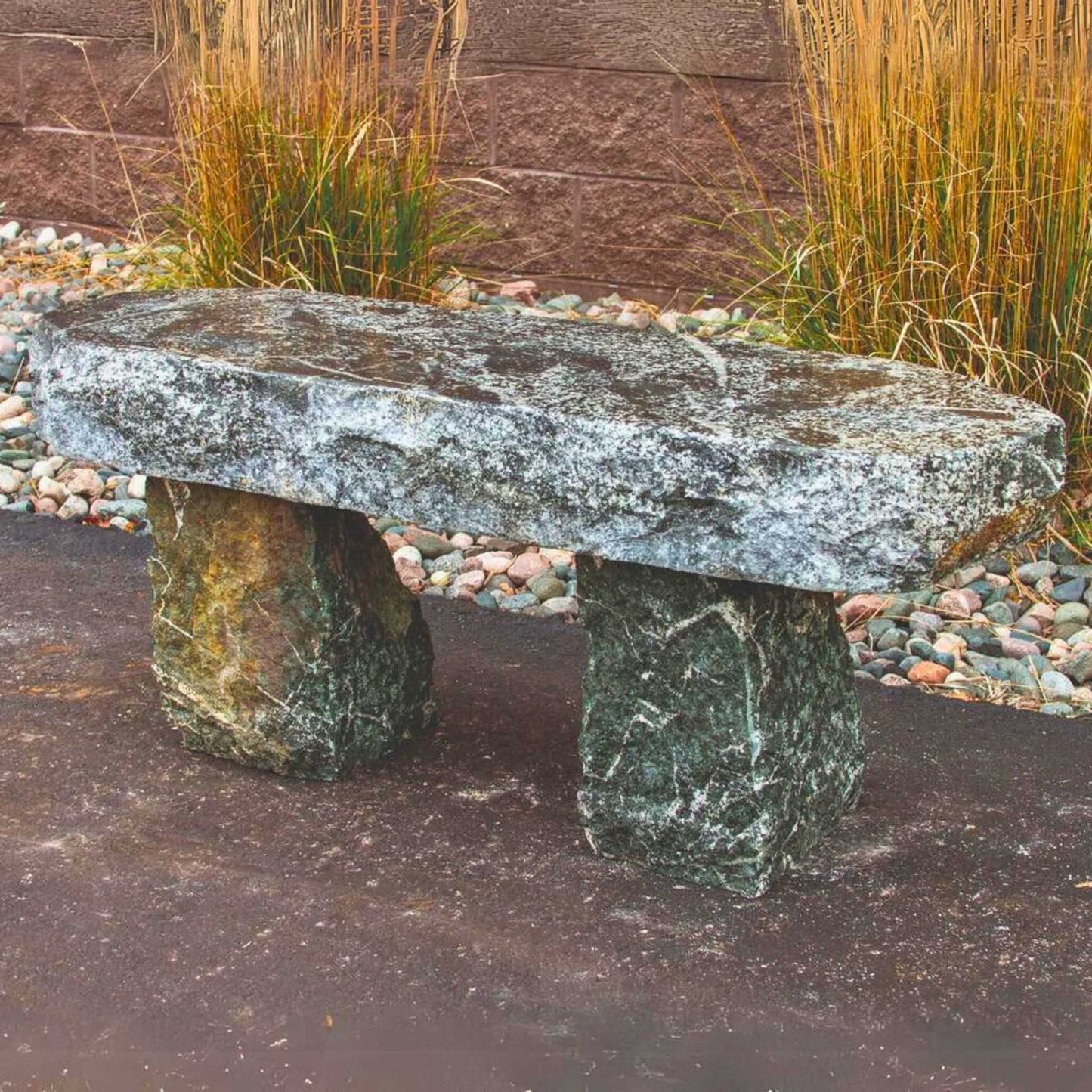 Blue Thumb Marbled Granite Garden Bench
