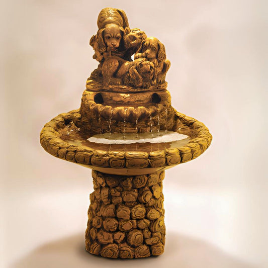 Fiore Playful Pups Concrete Fountain - #2010