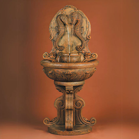 Fiore Sea Horse Concrete Wall Fountain - #2061
