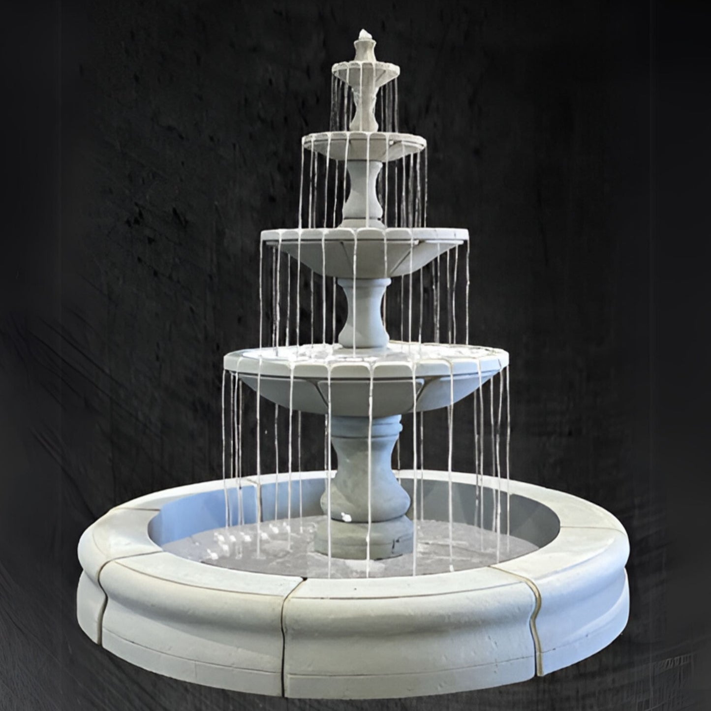 Fiore Monaco Medium 4-Tier Concrete Pond Fountain - #LG169-F4MB