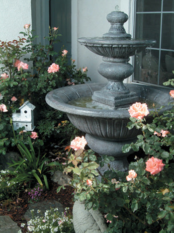 Fiore Stone 2-Tier Formal Garden Fountain in Cast Stone - 2072-F