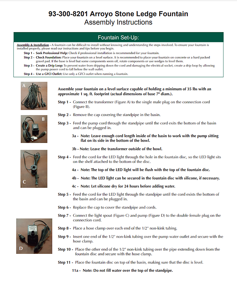 Campania International Arroyo Stone Ledge Garden Fountain, Small