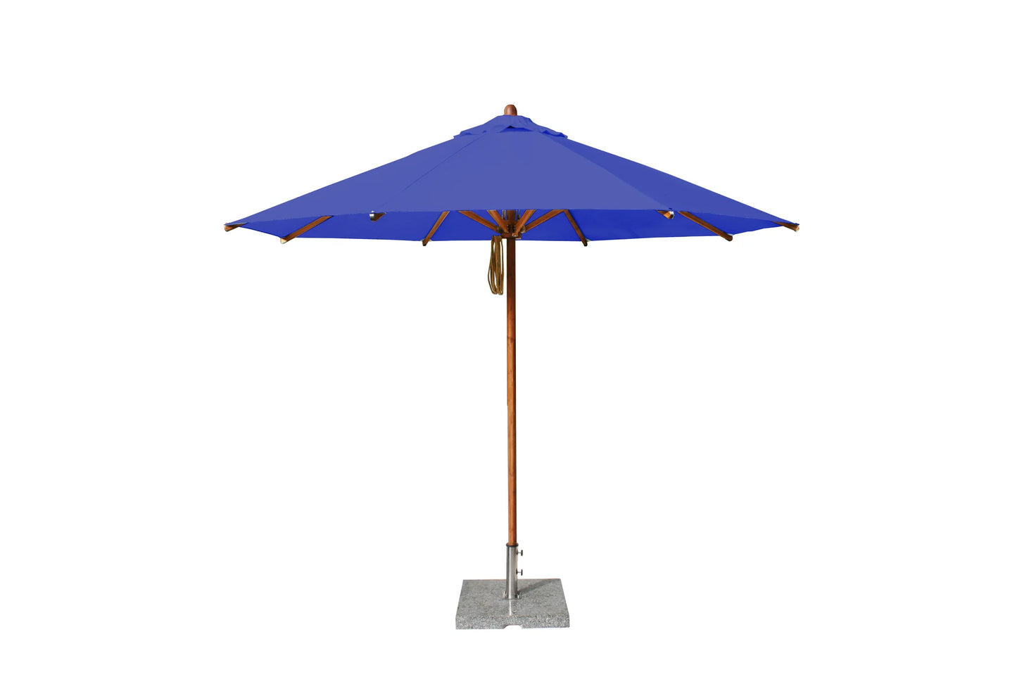 Bambrella Levante 10' Round Wooden Outdoor Patio Umbrella with Pulley Lift – 2" Pole
