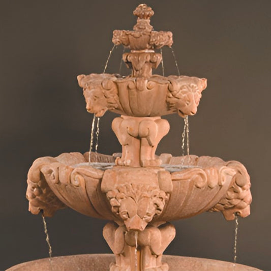 Fiore Lion 3-Tier Concrete Fountain w/55" Basin - #257FMB