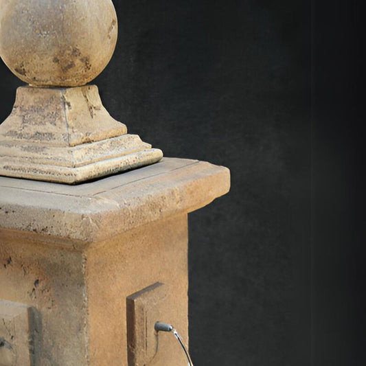 Fiore Bella Concrete Fountain in Quatrefoil Basin