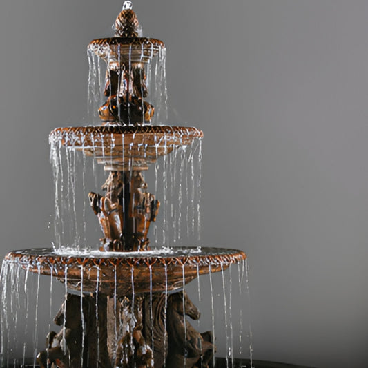 Fiore Stone Cavalli 3-Tier Fountain with 12-Foot Bracci Basin #2133