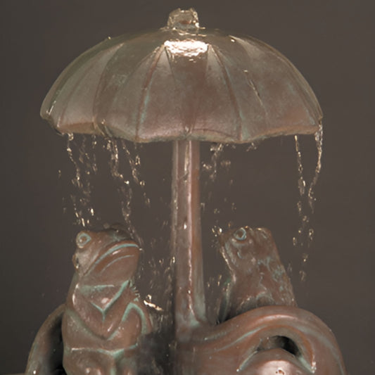 Fiore Frogs on Love Seat Concrete Umbrella Fountain