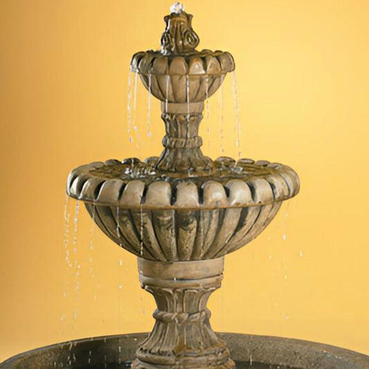 Fiore Marsala 2-Tier Concrete Fountain with Basin - #AV113F46