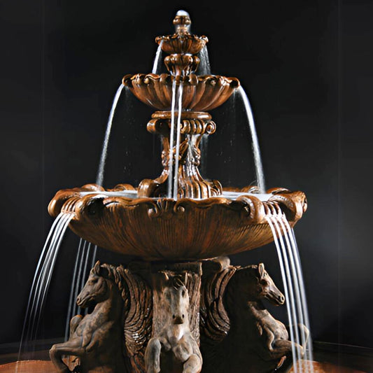 Fiore Cavalli 2-Tier Fountain with 12-foot Bracci Basin - #2136