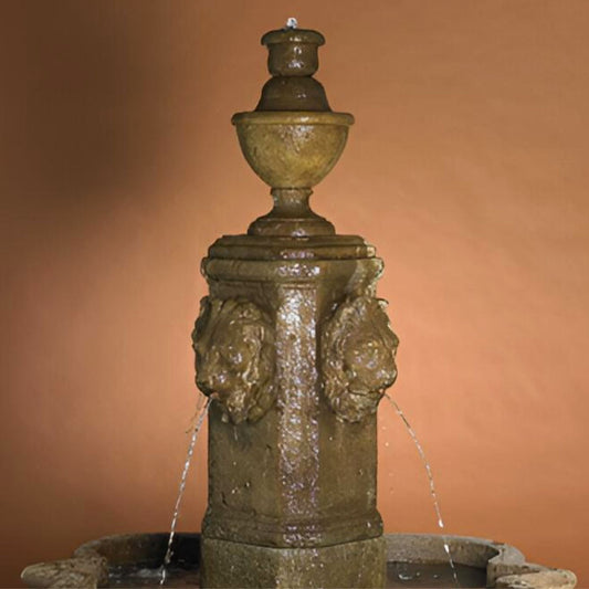 Fiore Leonito Lion Head Concrete Fountain - #AV110
