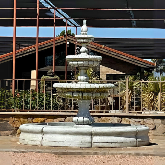 Fiore Pioggia 3-Tier Concrete Pond Fountain - #LG163