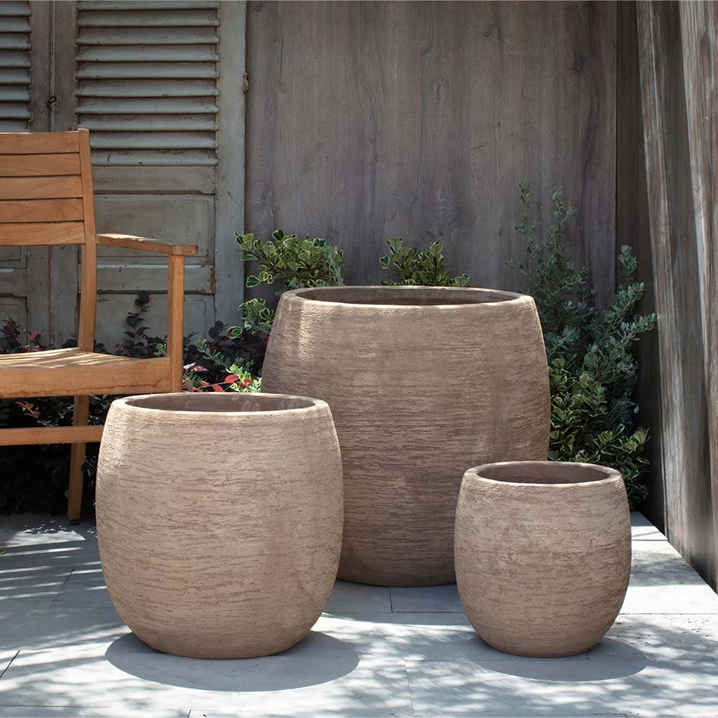 Campania International Tahoe Planter in Brown Terra Cotta set of 3