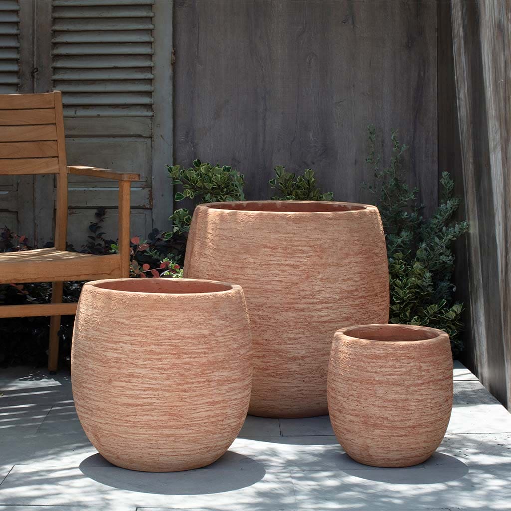 Campania International Tahoe Planter in Terra Cotta set of 3