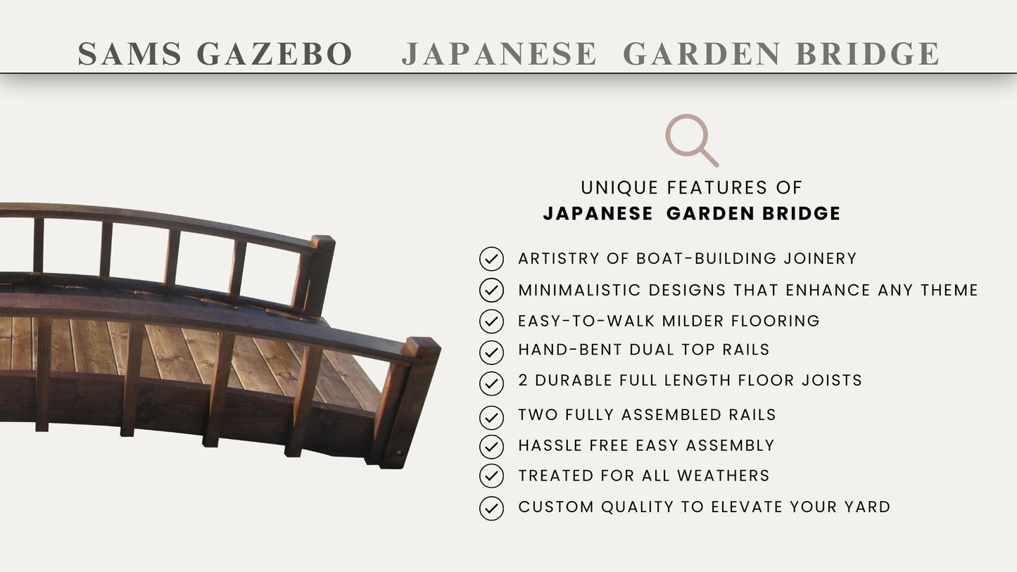 Japanese Wood Garden Bridge 8 ft.
