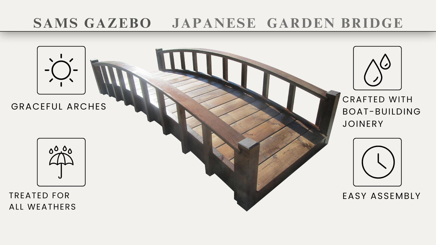 Japanese Wood Garden Bridge 8 ft.