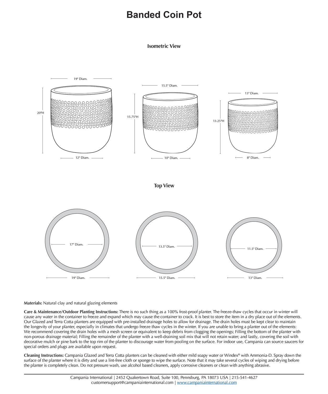 Campania Banded Coin Pot Nested Set of 3 | Glazed Collection