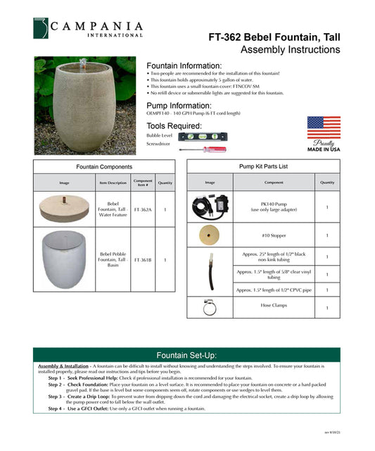 Campania International Bebel Fountain, Tall