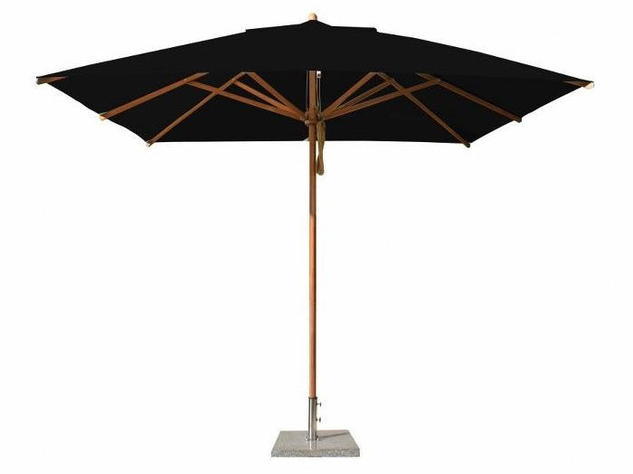 Bambrella Levante Wood 10 Foot Square Pulley Lift Patio Umbrella- Pole Diameter 2”