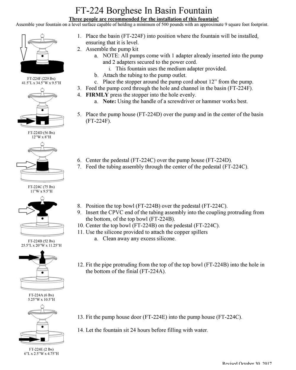 Campania International Borghese Garden Water Fountain with Basin