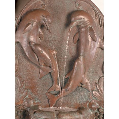Fiore Stone Classic Dolphin Wall Fountain in Cast Stone