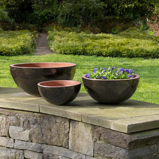Campania Glenside Bowl Planter Nested Set of 3 | Glazed Collection