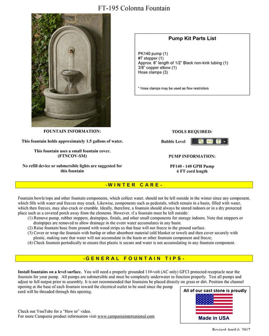 Campania International Colonna Outdoor Fountain