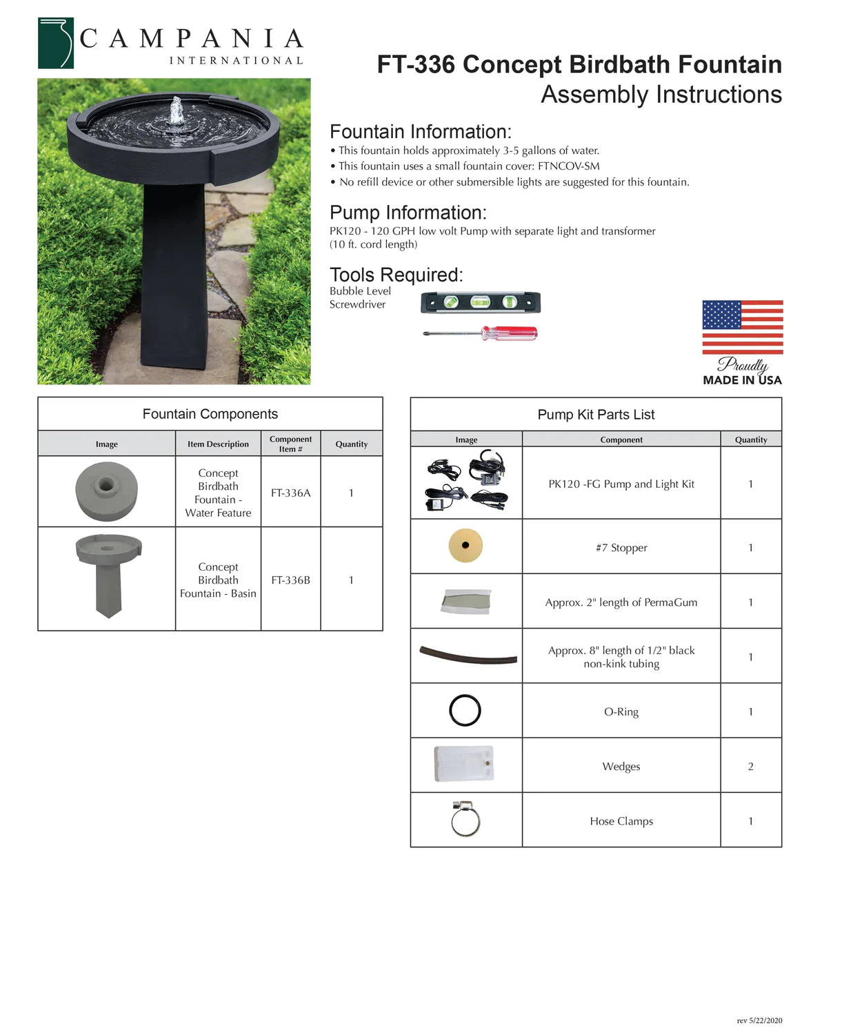 Campania International Concept Birdbath Fountain
