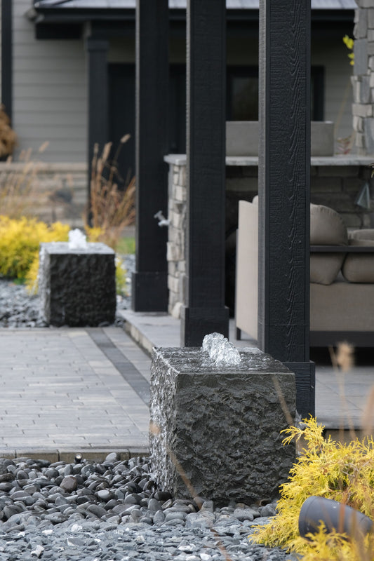 Blue Thumb Basalt Block "Yasuyuki" Triple Drilled Fountain - Complete Kit