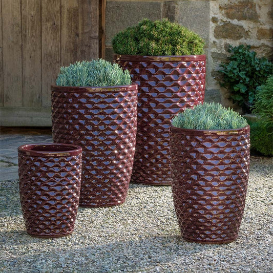Campania Tall Honeycomb Planter Nested Set of 4 | Glazed Collection