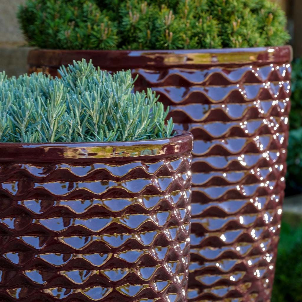 Campania Tall Honeycomb Planter Nested Set of 4 | Glazed Collection